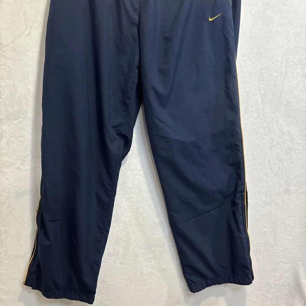 Nike Men's Windbreaker Track Pant Vintage Y2K Navy Yellow Ankle Zip Size XL